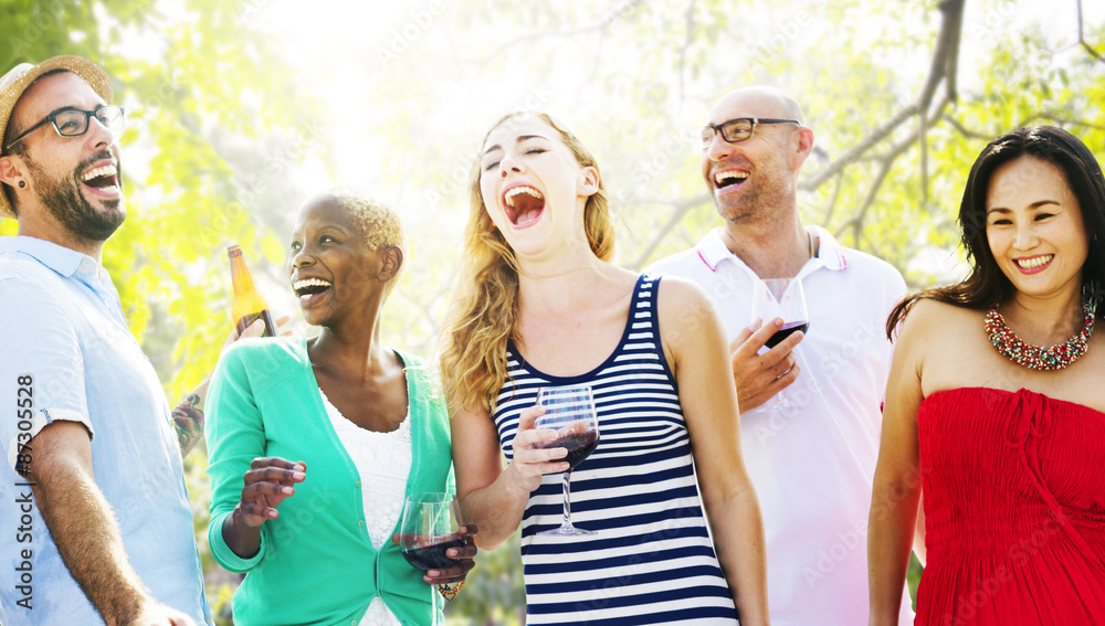 Diverse People Friends Hanging Out Drinking Concept