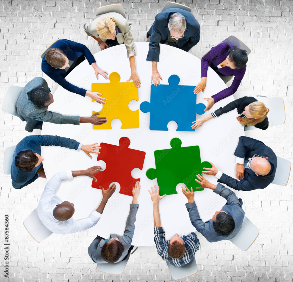 Business People Jigsaw Puzzle Collaboration Team Concept