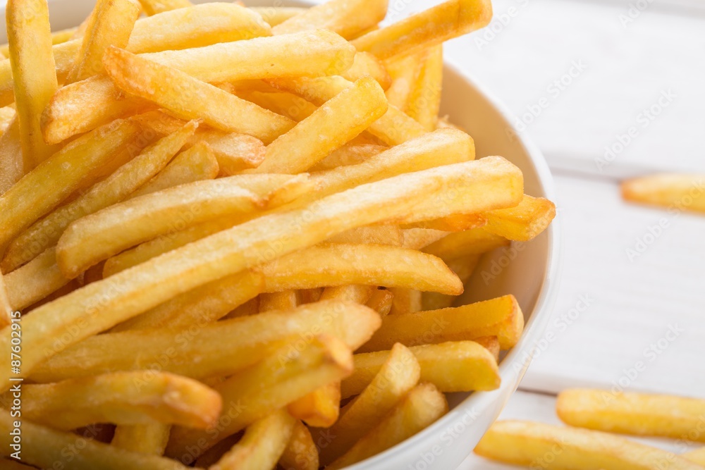 French Fries, Fast Food French Fries, Bowl.