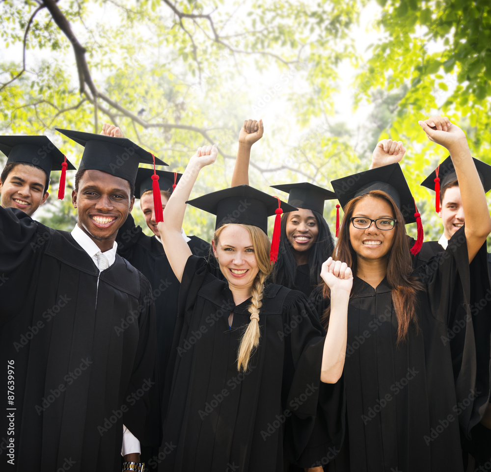 Diversity Students Graduation Success Celebration Concept