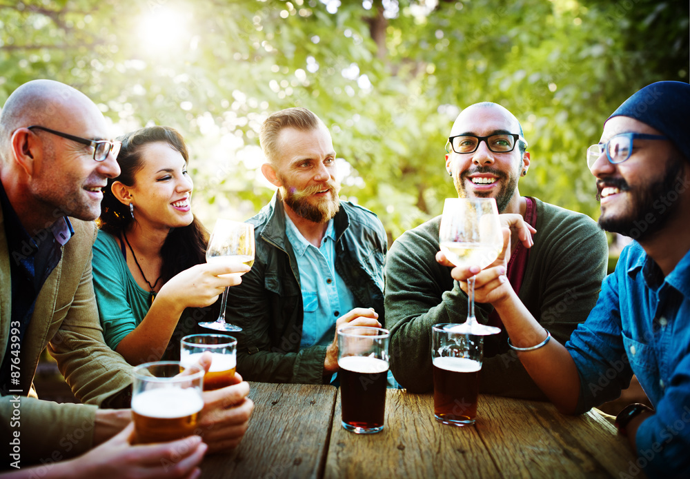 Diverse People Friends Hanging Out Drinking Concept