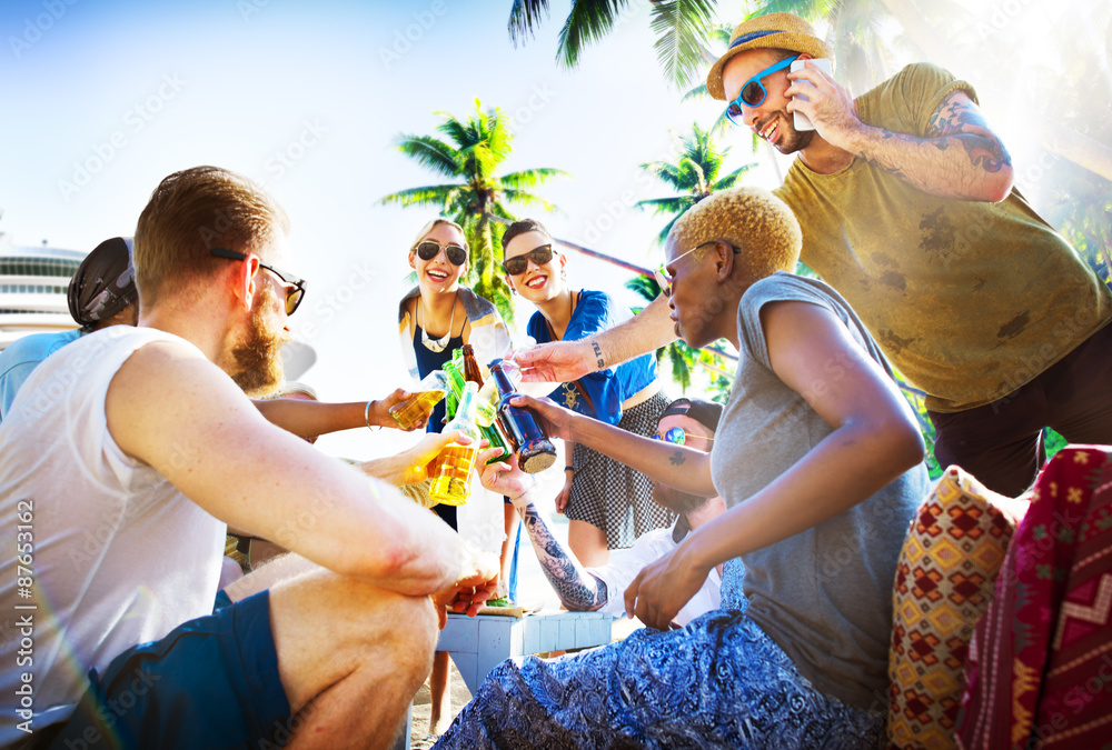 Friends Summer Beach Party Cheers Concept