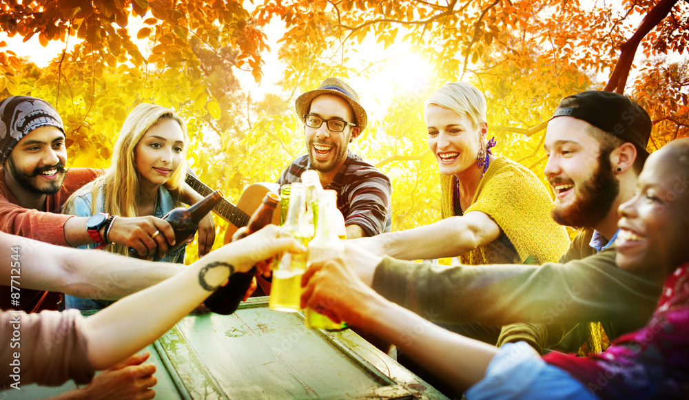 Diverse People Friends Hanging Out Happiness Concept