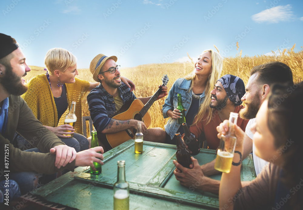 Diverse People Friends Hanging Out Happiness Concept