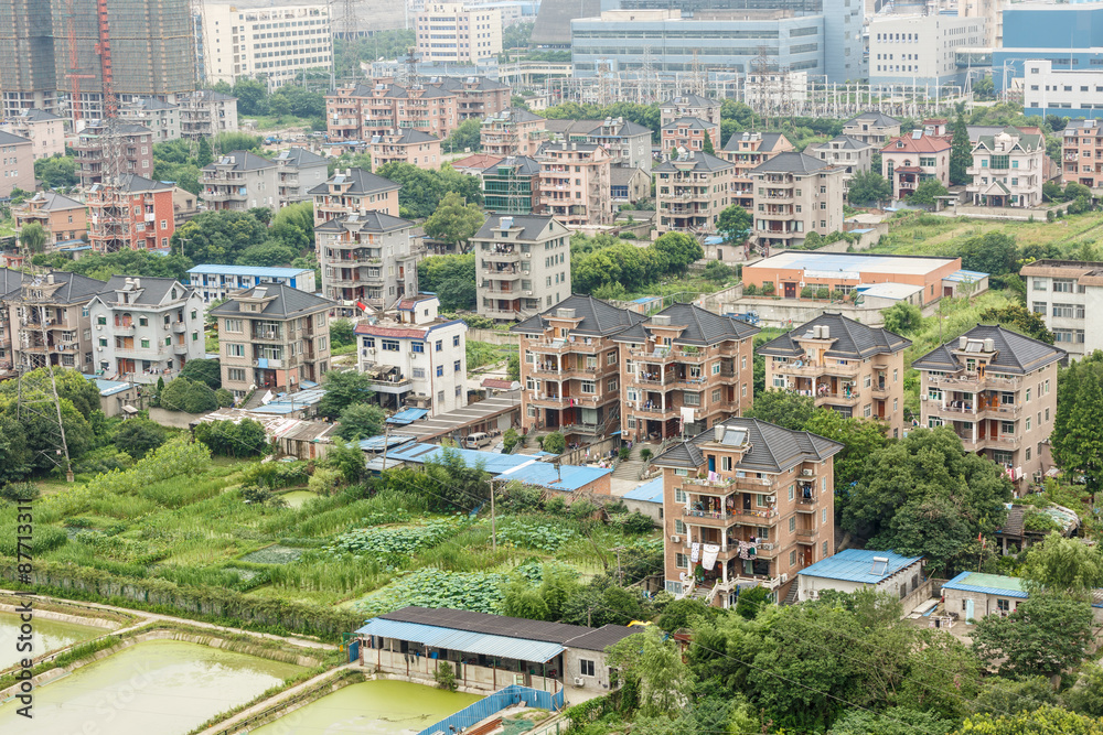 Aerial view City suburbs Residential area scenery