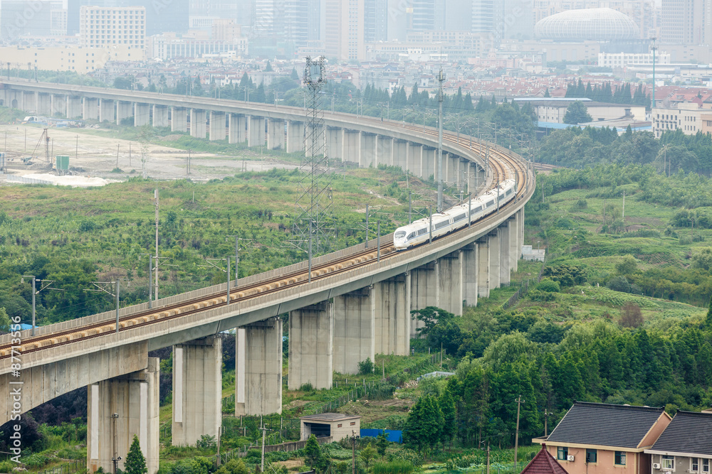 中国现代高速铁路鸟瞰图