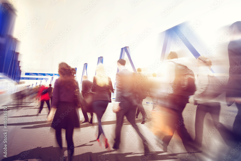 People Commuter Walking Rush Hour Traveling Concept