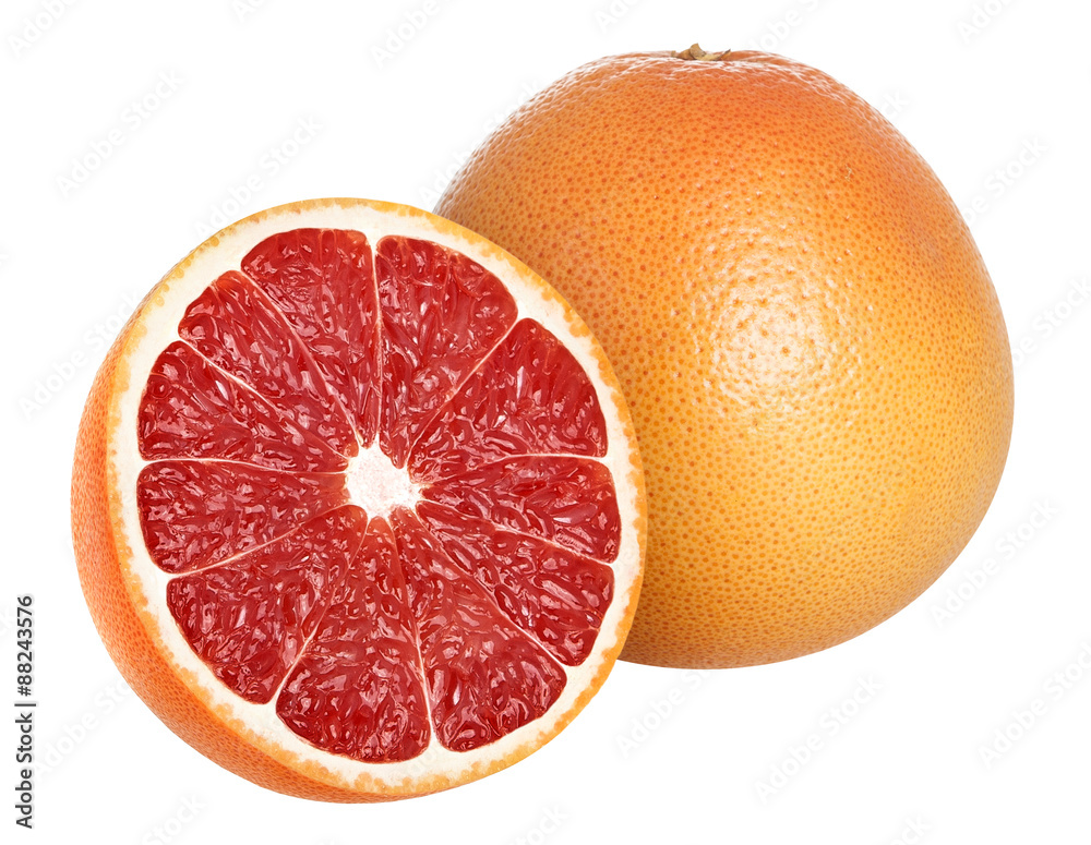 grapefruit isolated on white background, with clipping path