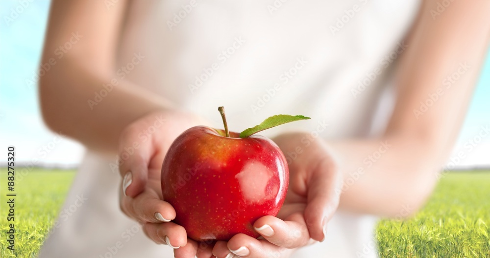 Apple, Human Hand, Holding.