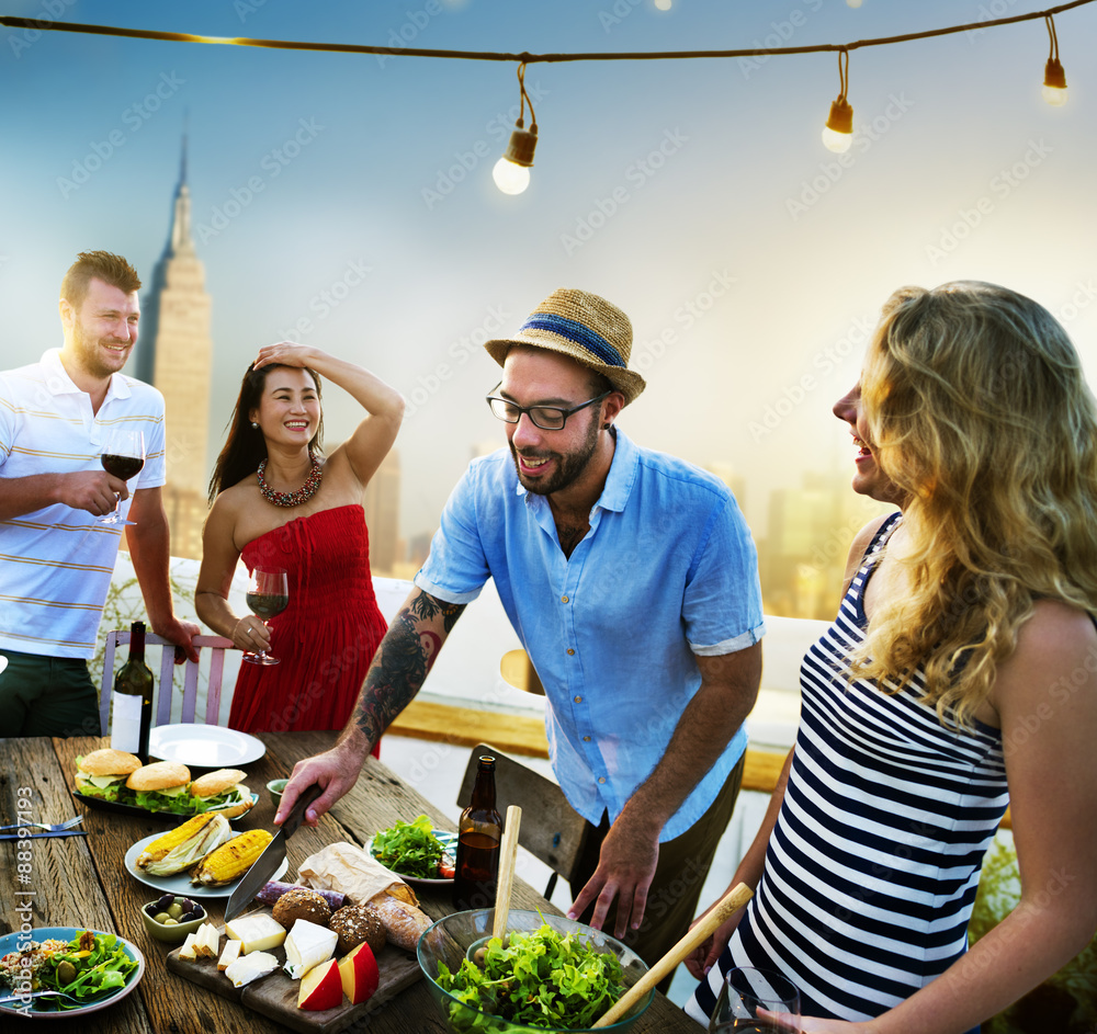 Diverse Summer Party RoofTop Fun Concept