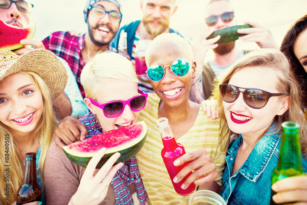 Diverse Beach Summer Friends Fun Bonding Concept