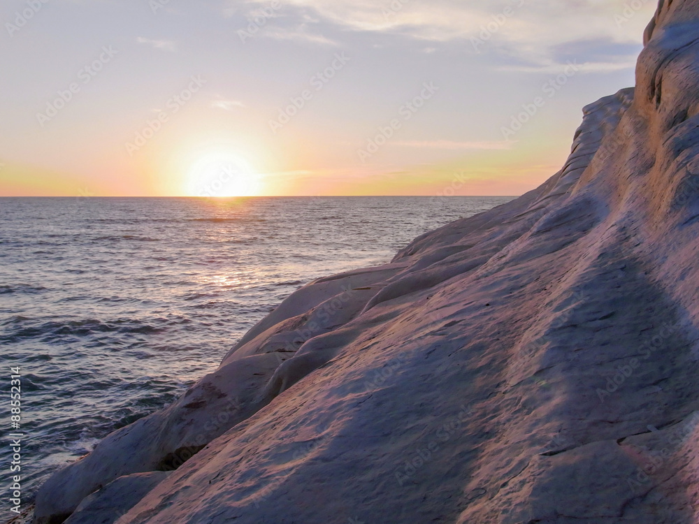 Sunset seen from the white cliff called Scala dei Turchi