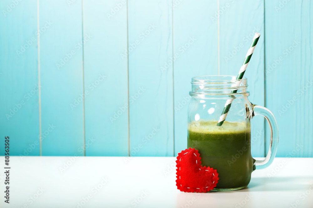 Green vegetable smoothie made with love