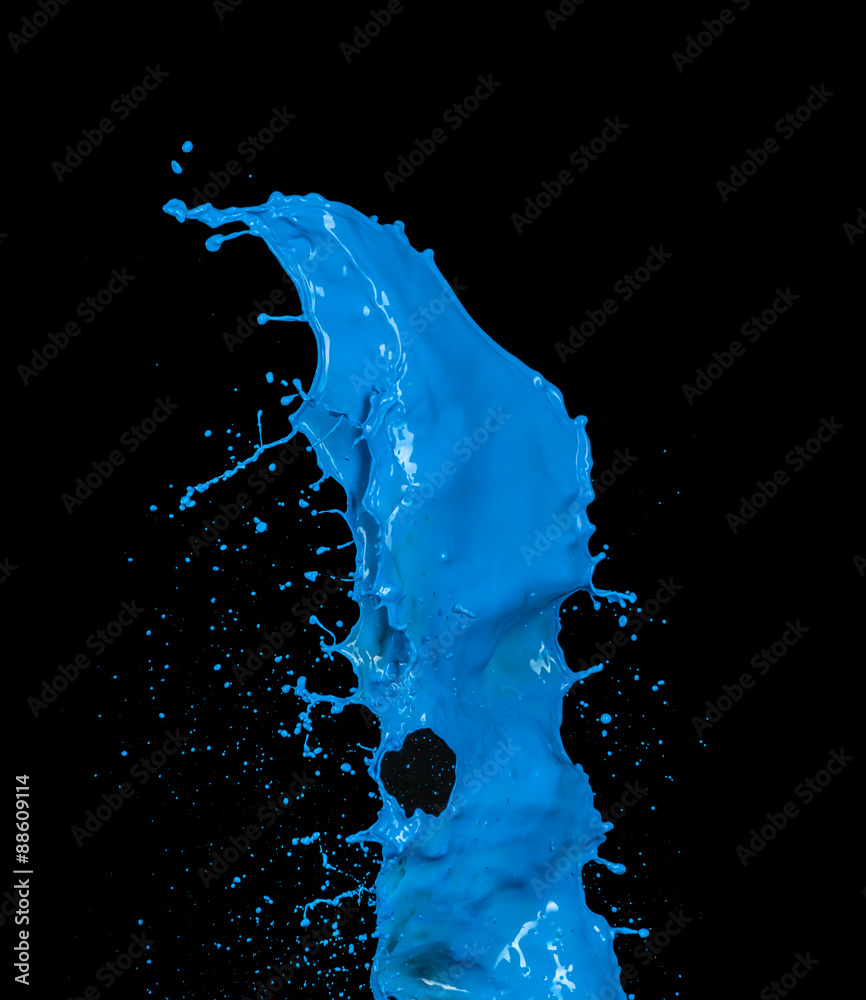 blue paint splash on black background