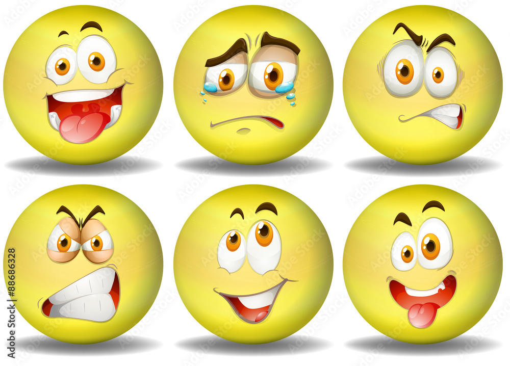 Yellow ball expressions emoticons