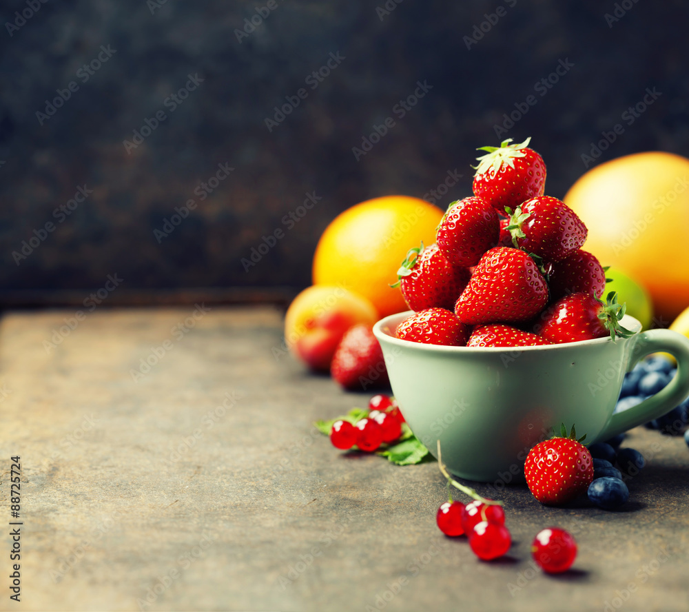 Fresh strawberry and fruits