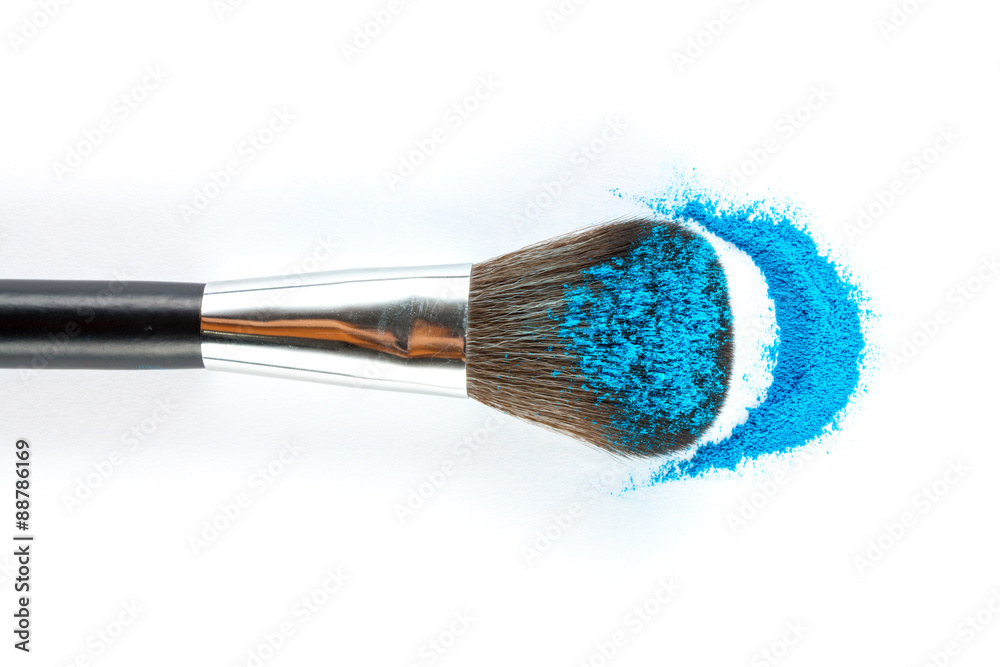 blue Powder Eyeshadow on a Brush, fashion beauty