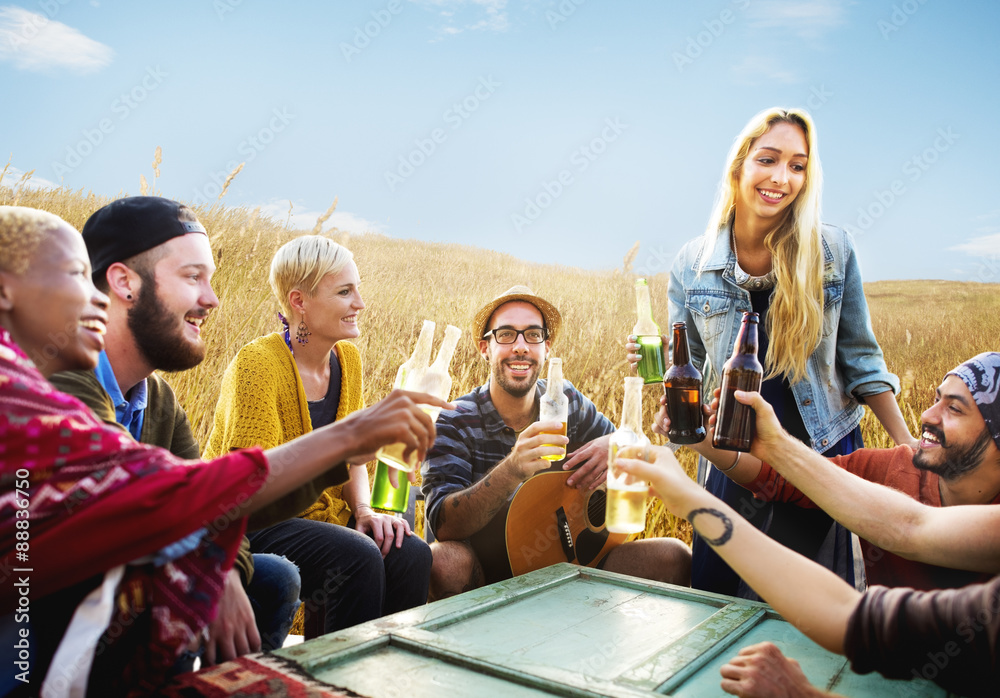 Diverse People Friends Hanging Out Happiness Concept