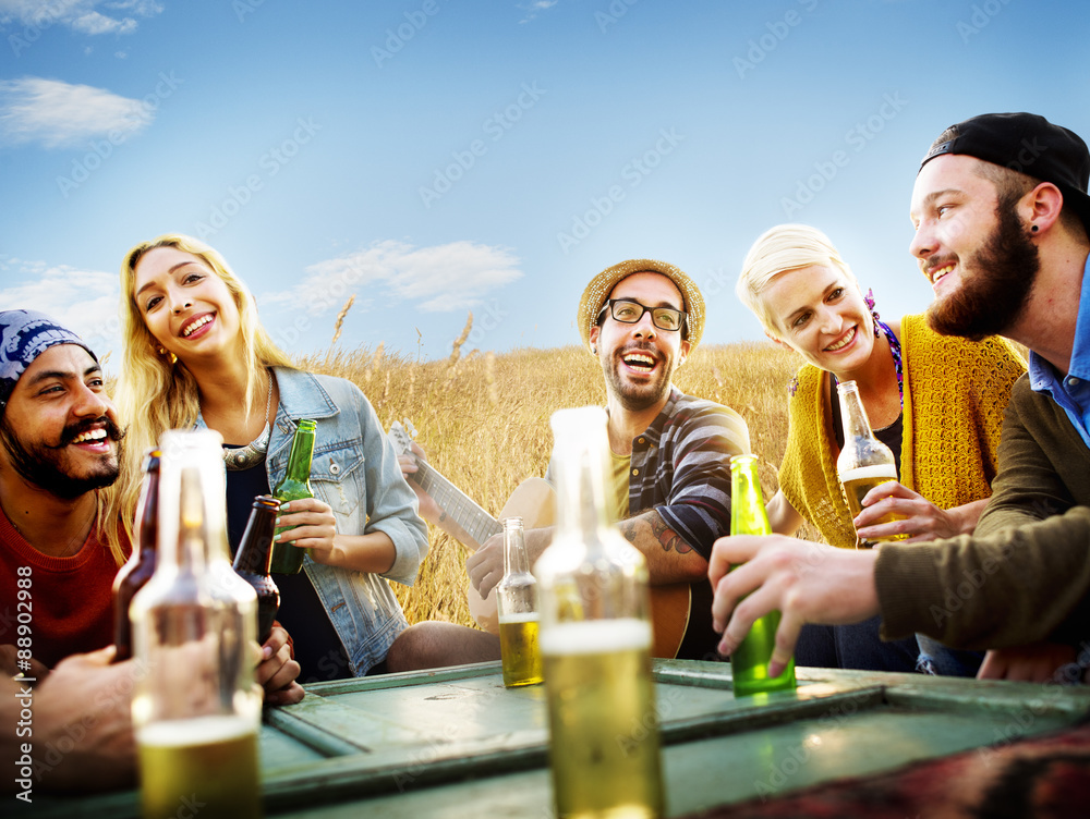 Diverse People Friends Hanging Out Drinking Concept