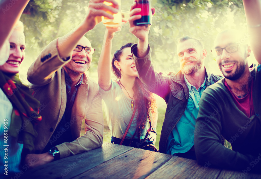 Diverse People Friends Hanging Out Drinking Concept