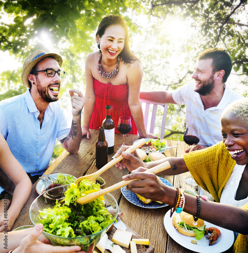 Friends Outdoors Vacation Dining Hanging out Concept