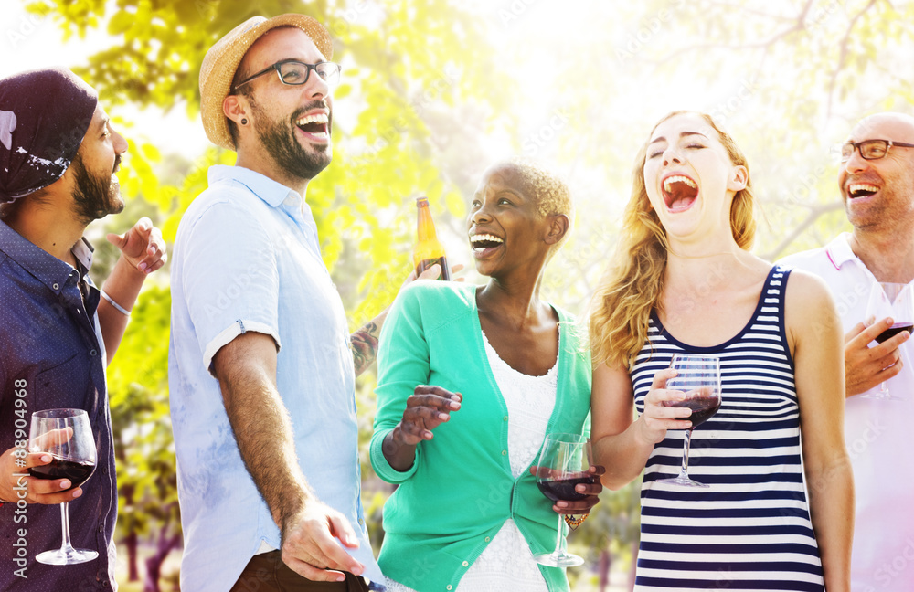 Diverse People Friends Hanging Out Drinking Concept