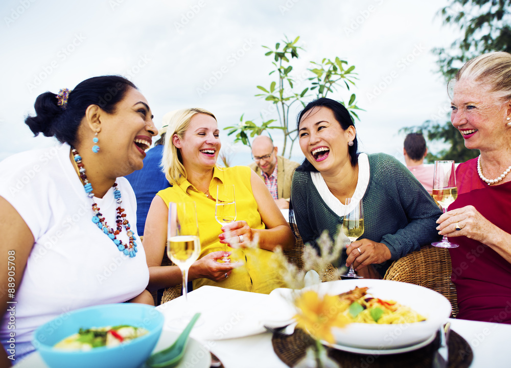 Diverse Neighbors Drinking Party Rooftop Concept