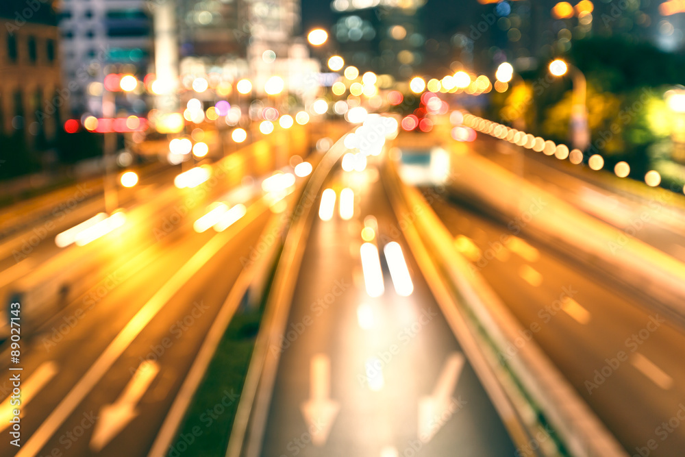 the light trails on the street in shanghai china