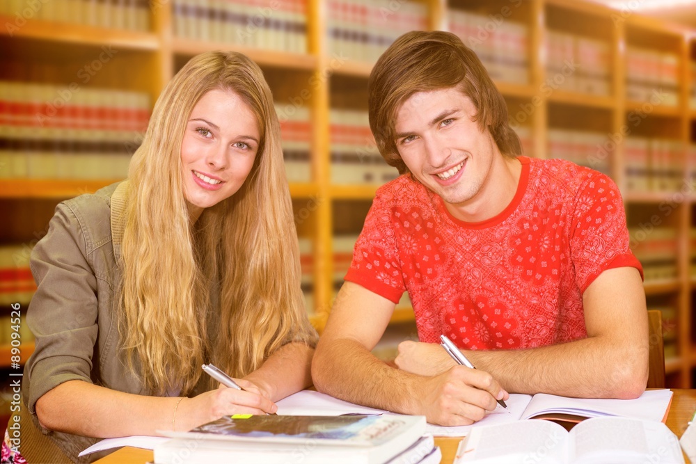 Composite image of students studying