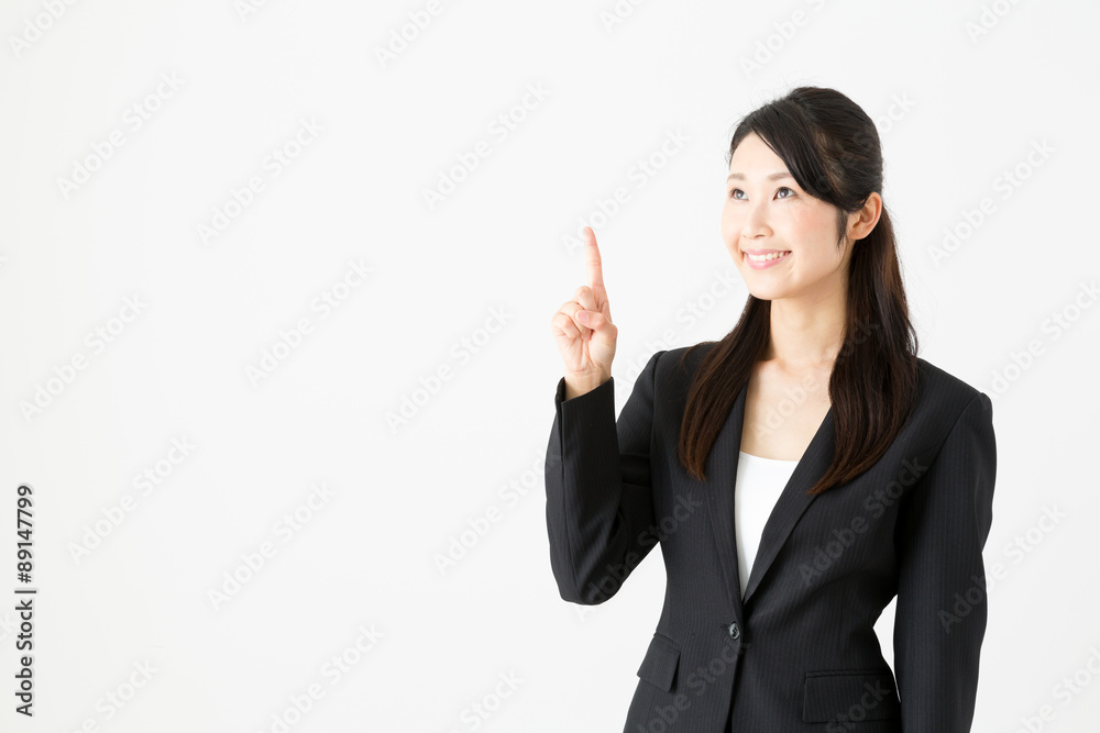 asian businesswoman on white background