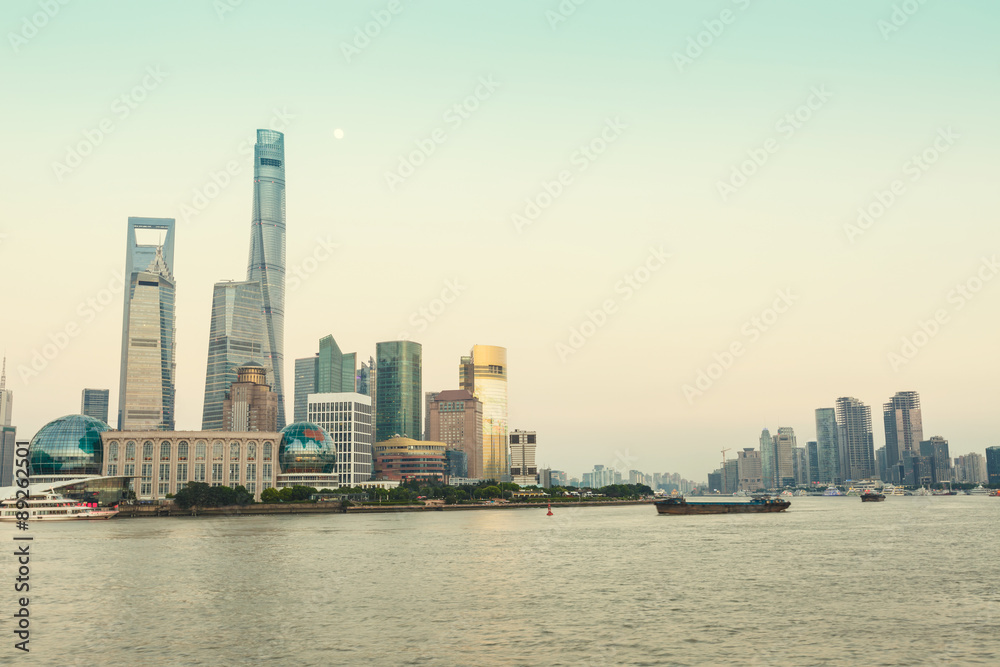 Beautiful Shanghai skyline at dusk，China