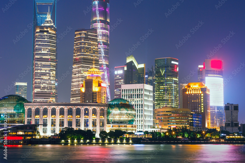 Beautiful Shanghai skyline at night,锛孋hina