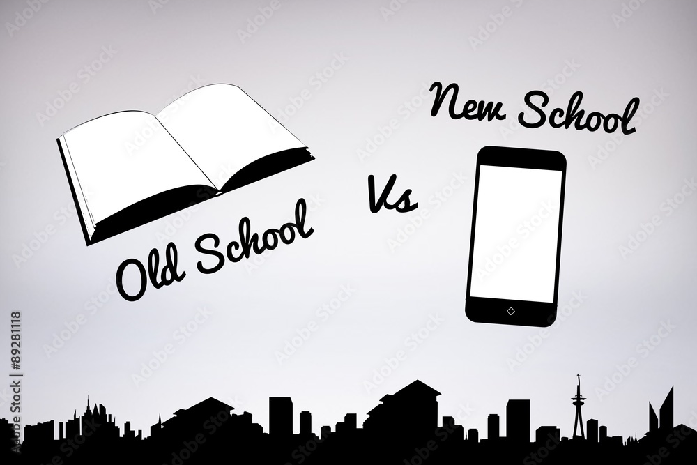 Composite image of old school vs new school 