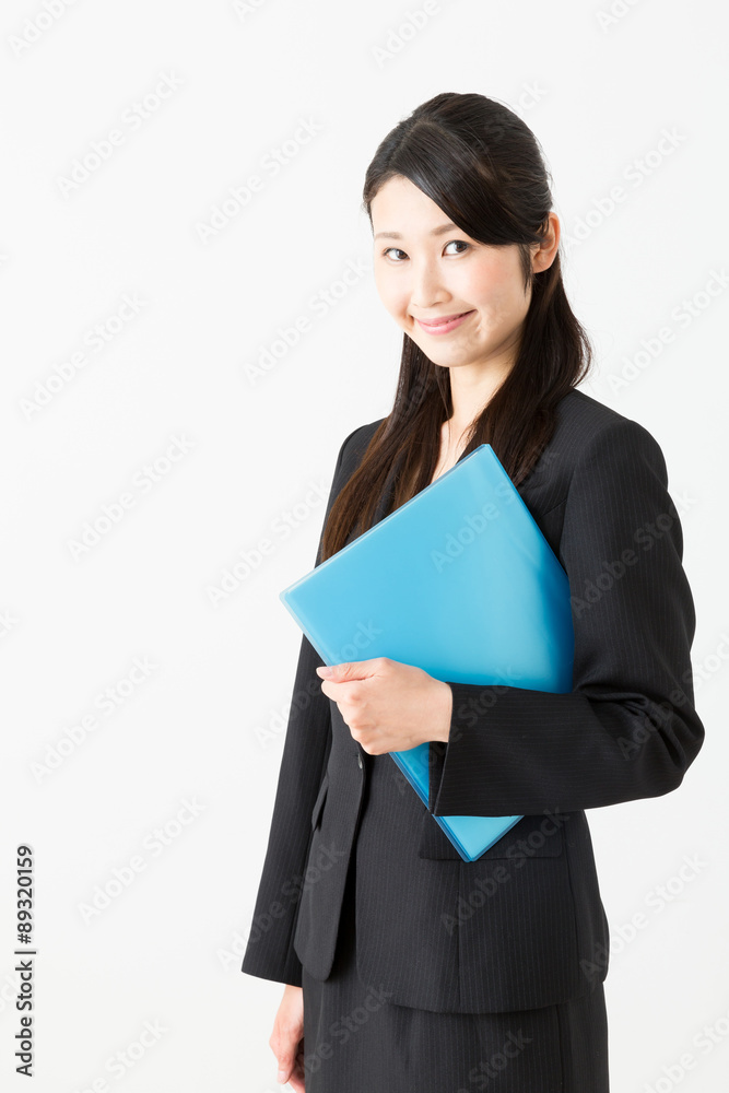 asian businesswoman on white background