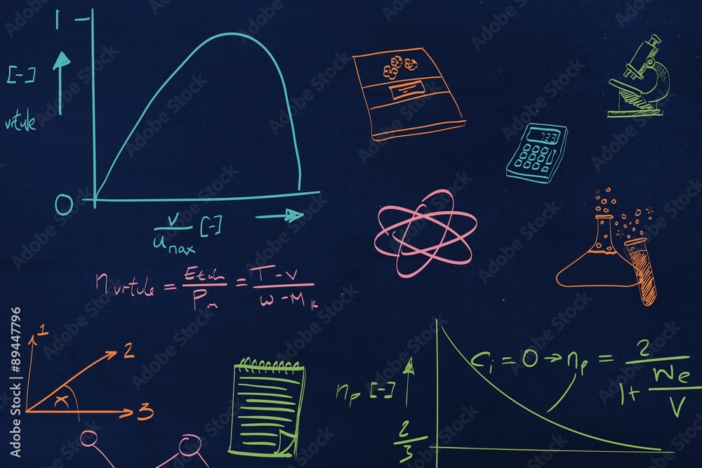 数学和科学涂鸦的合成图像