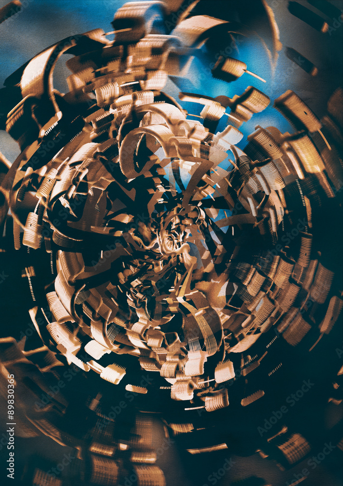 abstract background with gold metal modern spiral