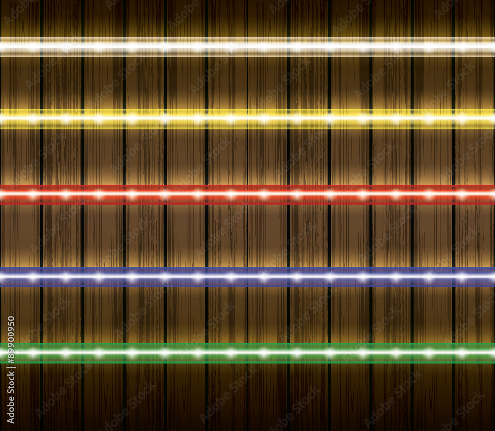 Colorful led light stripes vector illustration set