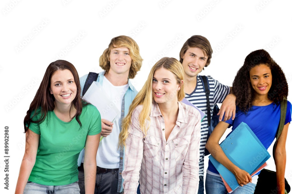 Composite image of happy college students