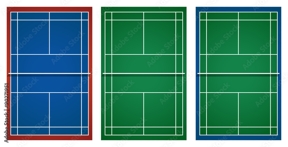 Three designs of tennis court