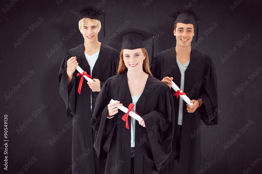 Group of teenagers celebrating after graduation