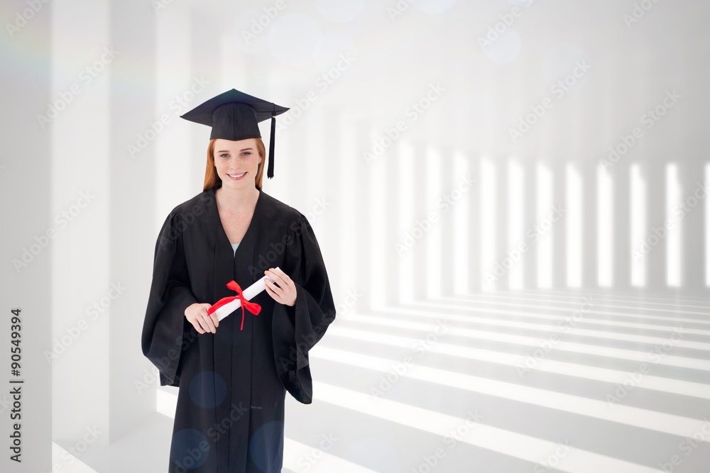 Composite image of teenage girl celebrating graduation