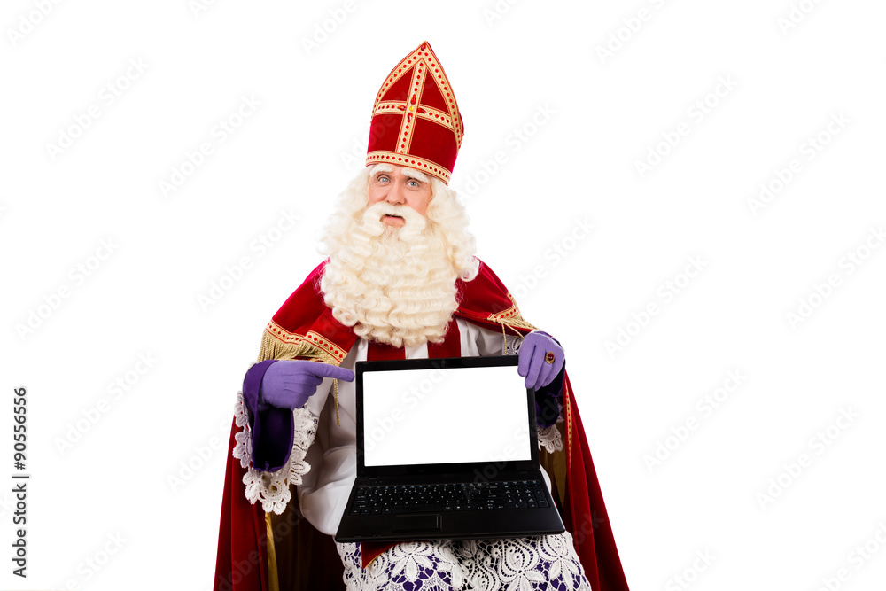 带笔记本电脑的Sinterklaas