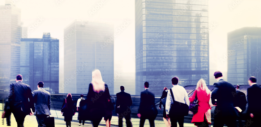 Commuter Business People Cityscape Corporate Travel Concept