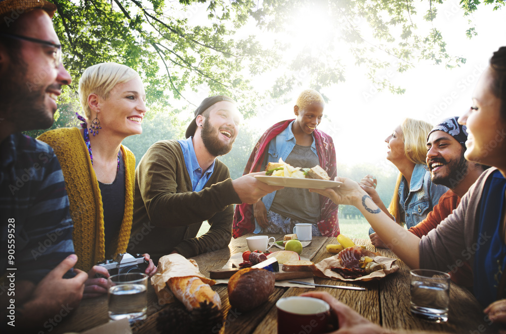 Diverse People Luncheon Outdoors Food Concept