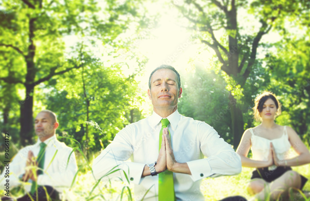 Business People Meditating Nature Relaxation Concept