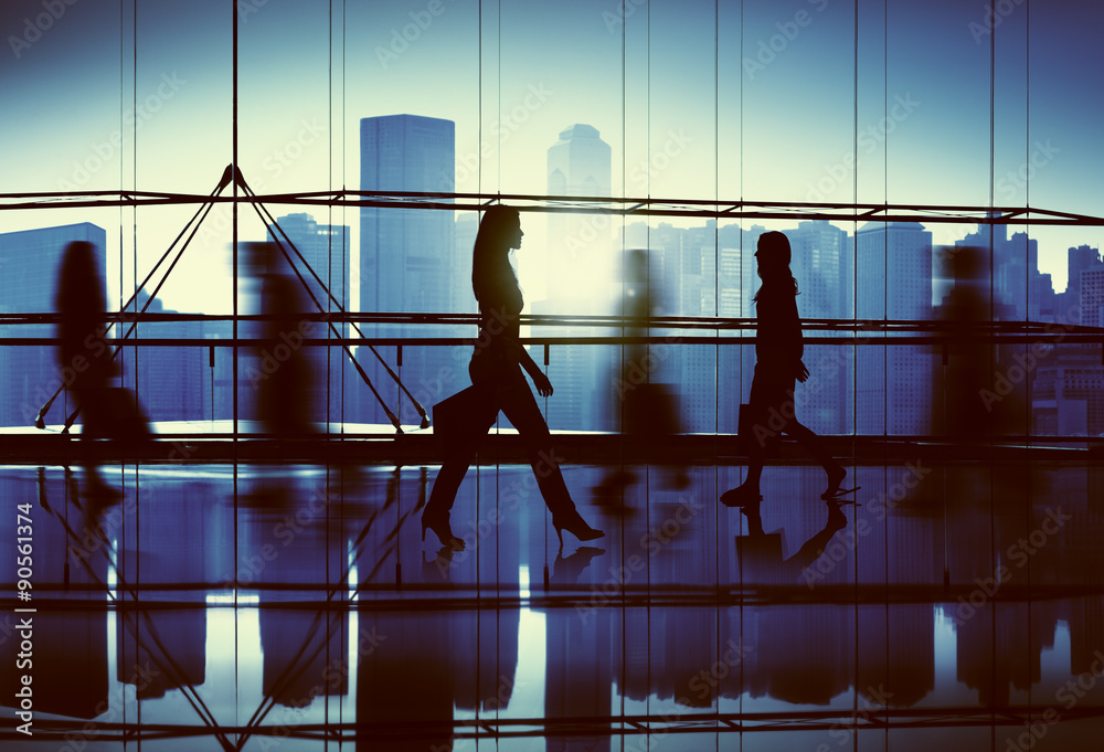 People Walking Commuter Hallway Shopping Concept