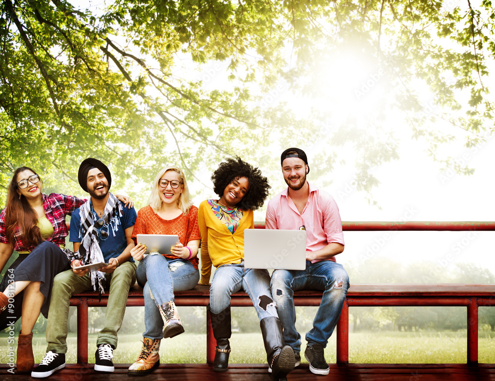 Teenagers Young Team Together Cheerful Concept