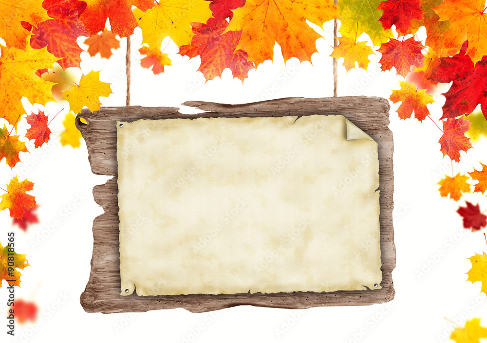 autumn blank wooden poster