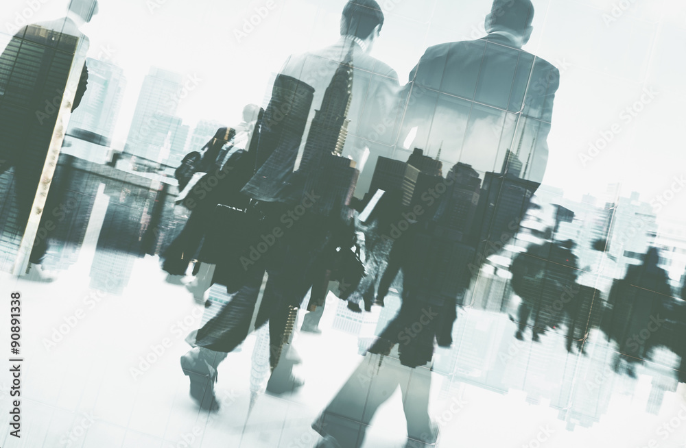 Abstract Image of Business People Walking on the Street Concept