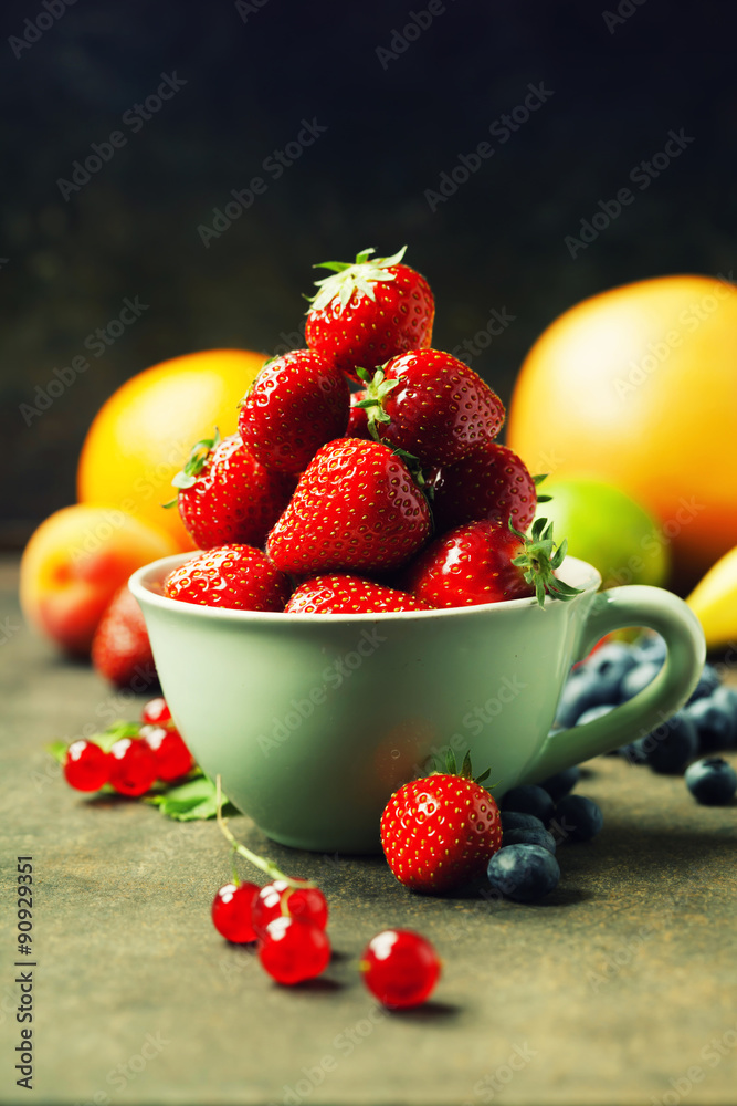 Fresh strawberry and fruits